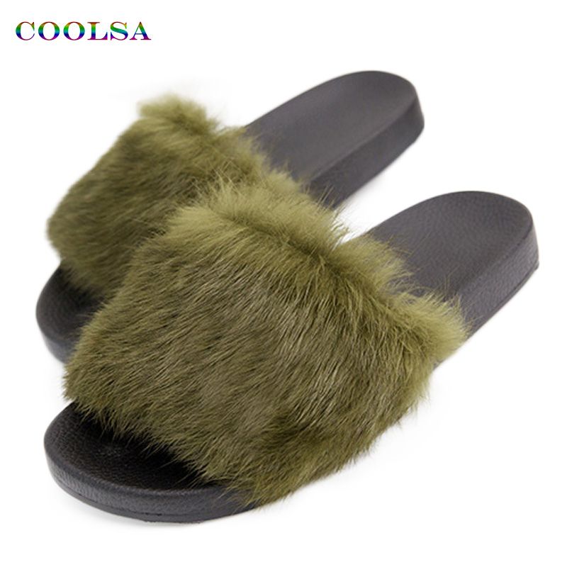 girls fluffy slider slippers