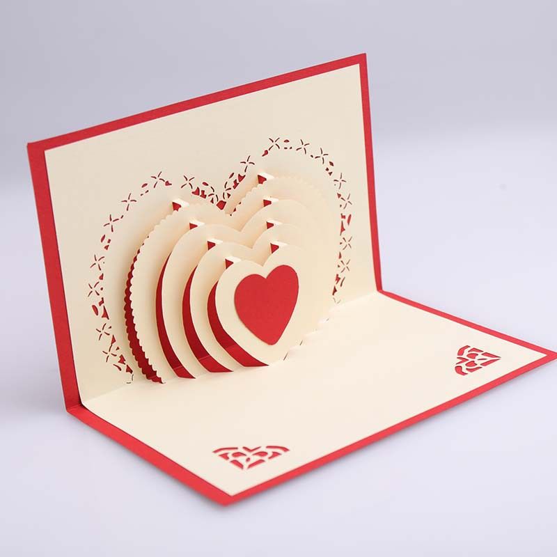 3d pop up heart shape card postcards greeting card decoration happy anniversary greeting cards