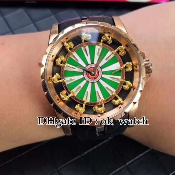 New Top Excalibur Rddbex0398 Knight Of The Round Table I Men S Automatic Watch Rose Gold Case Black Leather Strap 45mm Gents Sport Watches