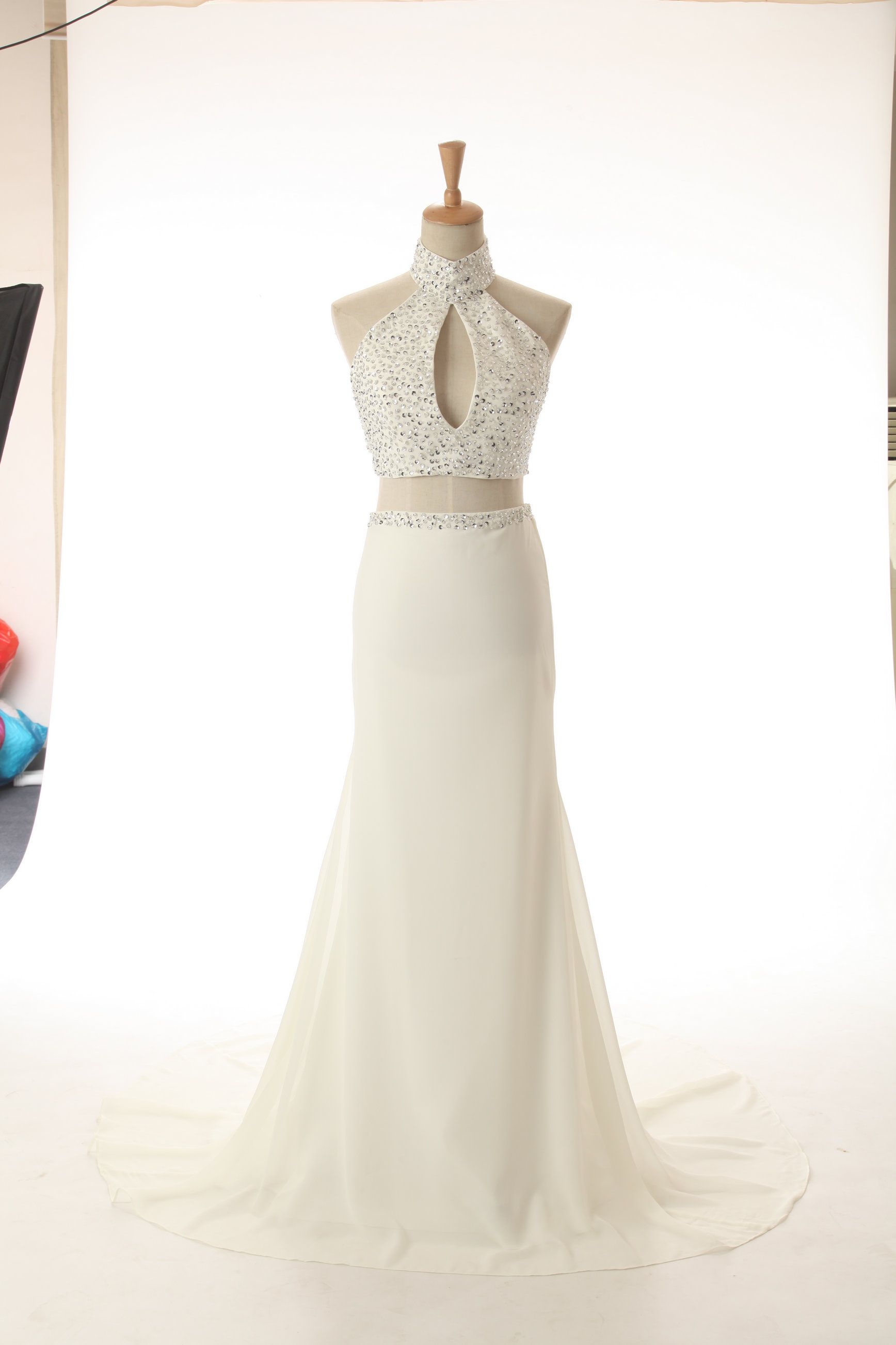 high neck sheath wedding dress