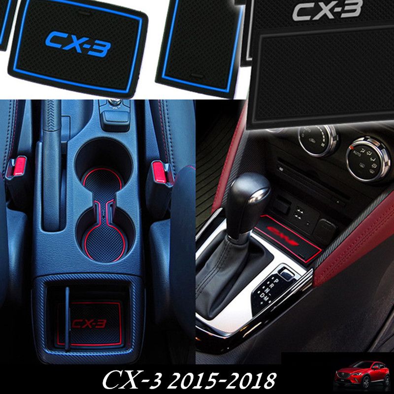 For Mazda Cx 3 2015 2018 Car Cup Mat Pad Car Accessories Gate Slot Pad Door Pad Luminous Non Slip Interior Door Groove Mat For Cx 3