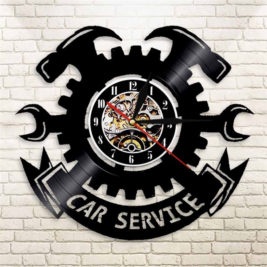 car service vinyl record wall clock modern home decor wall art