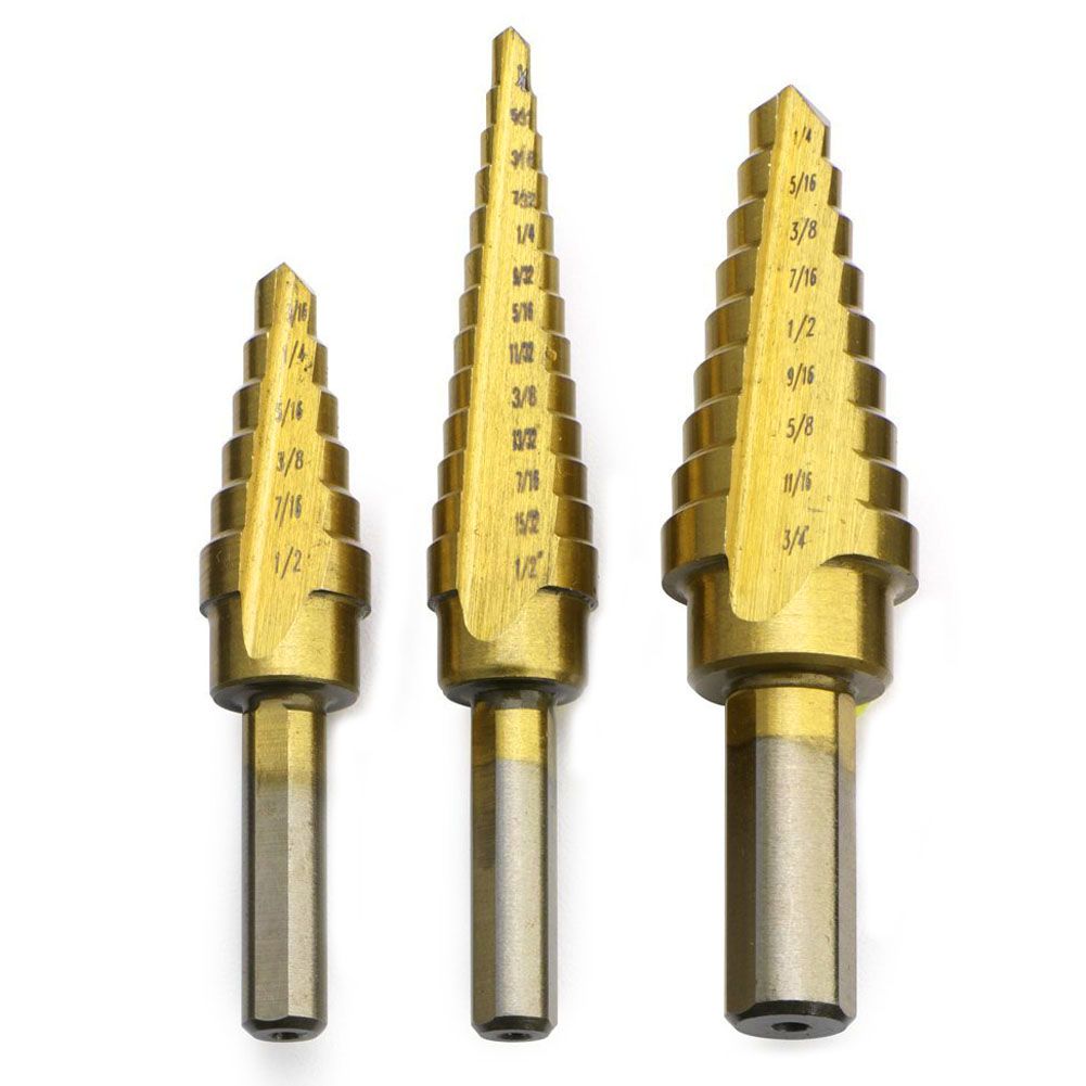 2020 Spiral Stepped Drill Bit Set Two Flute 27 Sizes Titanium Coated