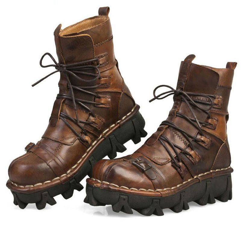 chunky sole leather boots men