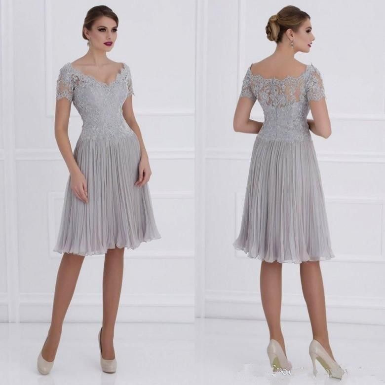 Silver Tea Length Dresses