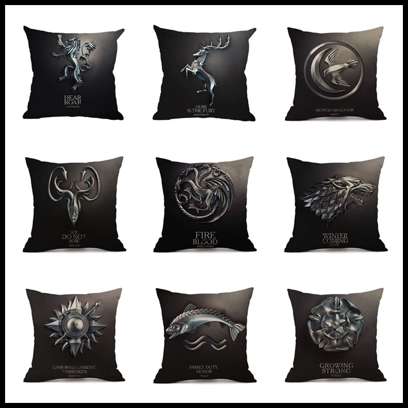 45x45cm Game Of Thrones Cushion Cover Cotton Linen Chair Seat Decorative Pillow Home Decor Kitchen Accessories Party Decoration - Chair Seat Cushion Covers 45x45cm Game Of Thrones Cushion Cover Cotton Linen Chair Seat Decorative Pillow Home Decor Kitchen Accessories Party Decoration - Chair Seat Cushion Covers