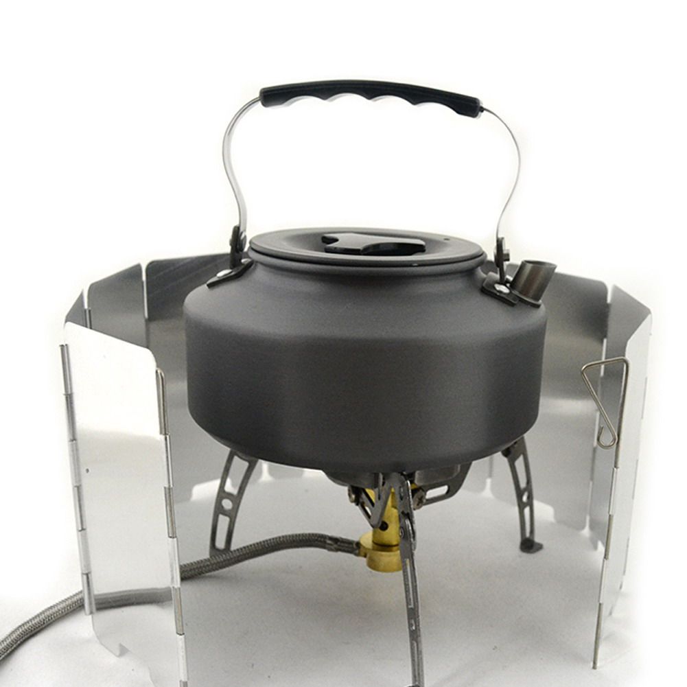 9 Plates Foldable Stove Windshield Outdoor Camping Cooking BBQ Gas