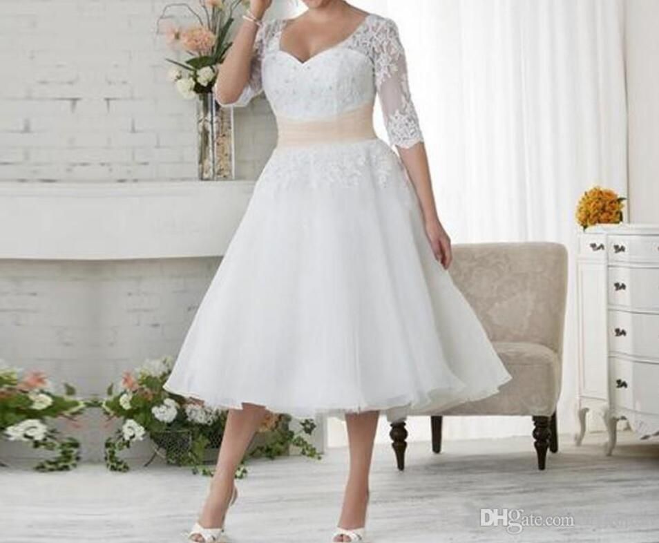 white tea length dress plus size
