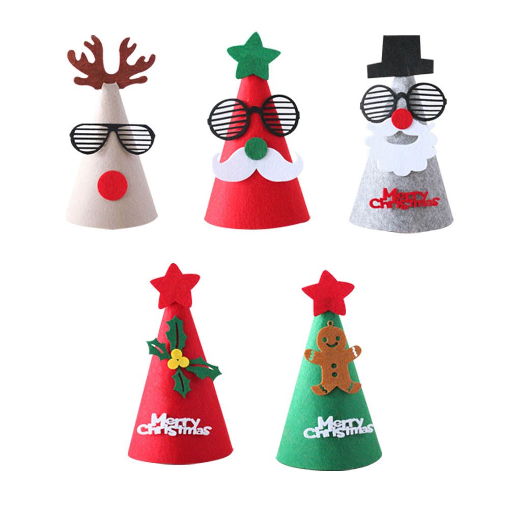 Diy Merry Christmas Hat Felt Santa Cap Santa Claus Snowman Christmas Shape For Kids Adults Ornaments Caps Party Tree Decor Christmas Customs Christmas Deco