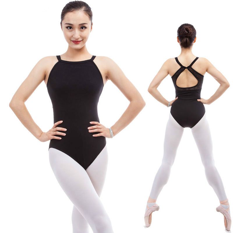 dPois Womens 2 Pieces Lyrical Asymmetric Contemporary Ballet Dance Dress Gymnastic Bodysuit Dancewear