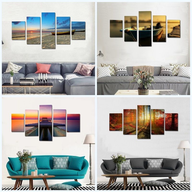 2019 Modern Large Scenery Spray Paintings Combination Home Decor