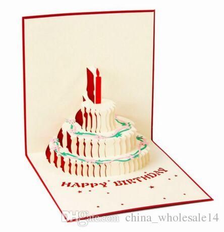 Wholesale Birthday Cake 3d Paper Laser Cut Pop Up Handmade Post