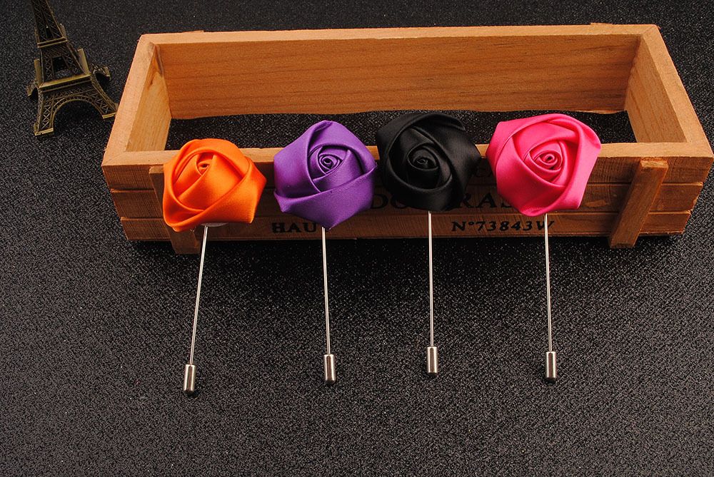 Klassische Broschen Handgefertigte Tuch Rose Blume Brosche Boutonniere Lange Stick Broschen Für Männer Frauen Kleidung Zubehör Party