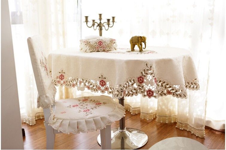 Pasayione Fl Embroidery Oval Table Cloth Vintage Dining Pasayione Fl Embroidery Oval Table Cloth Vintage Dining Cover Knitting Hollow Out Runner Banquet Wedding Decor Tablecloth White