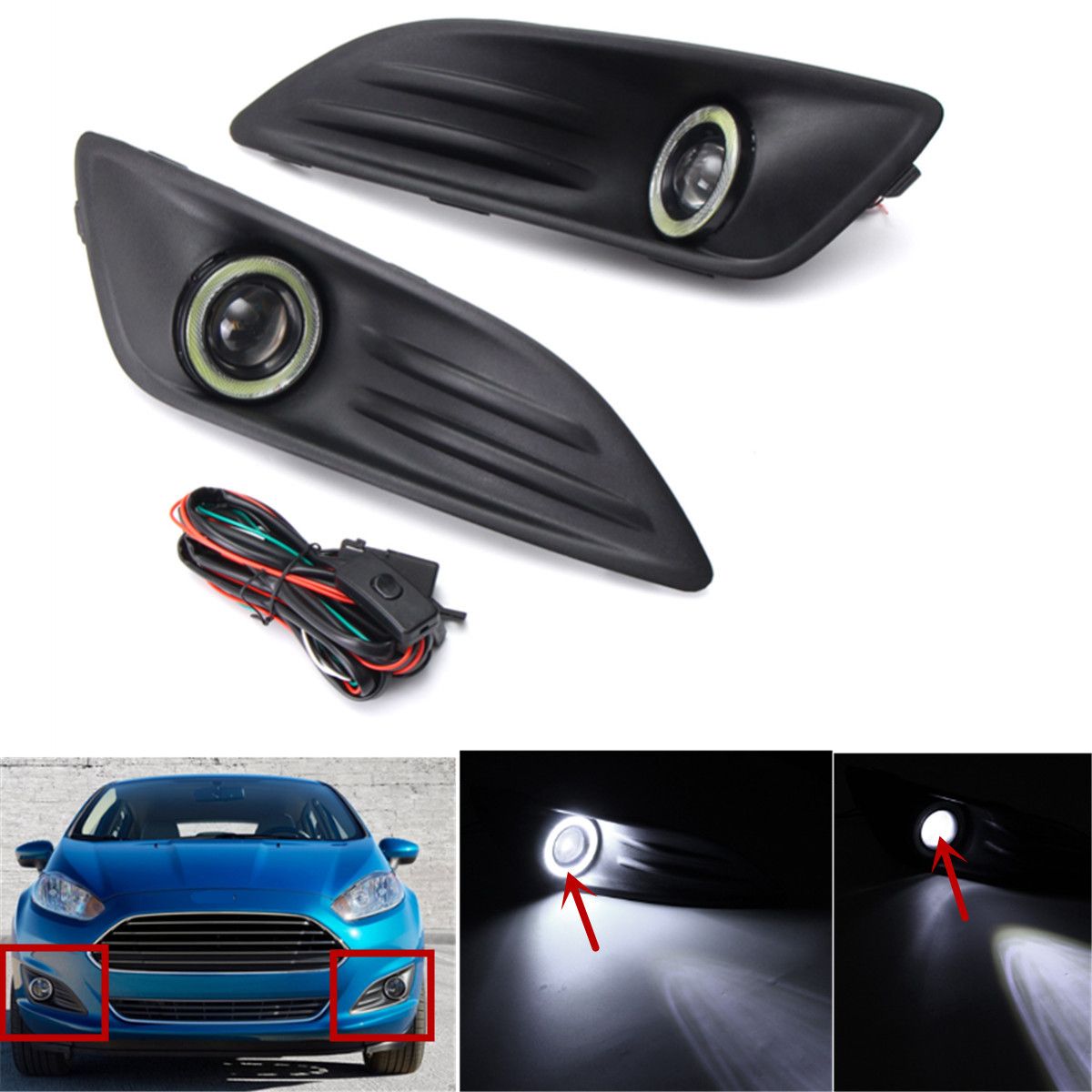 2018 Car Plastic Black Front Bumper Fog Light Angel Eyes Wiring Harness  Daytime Running Light Kit For Ford Fiesta 2013 2016 From Ruxian, $123.26 |  DHgate.