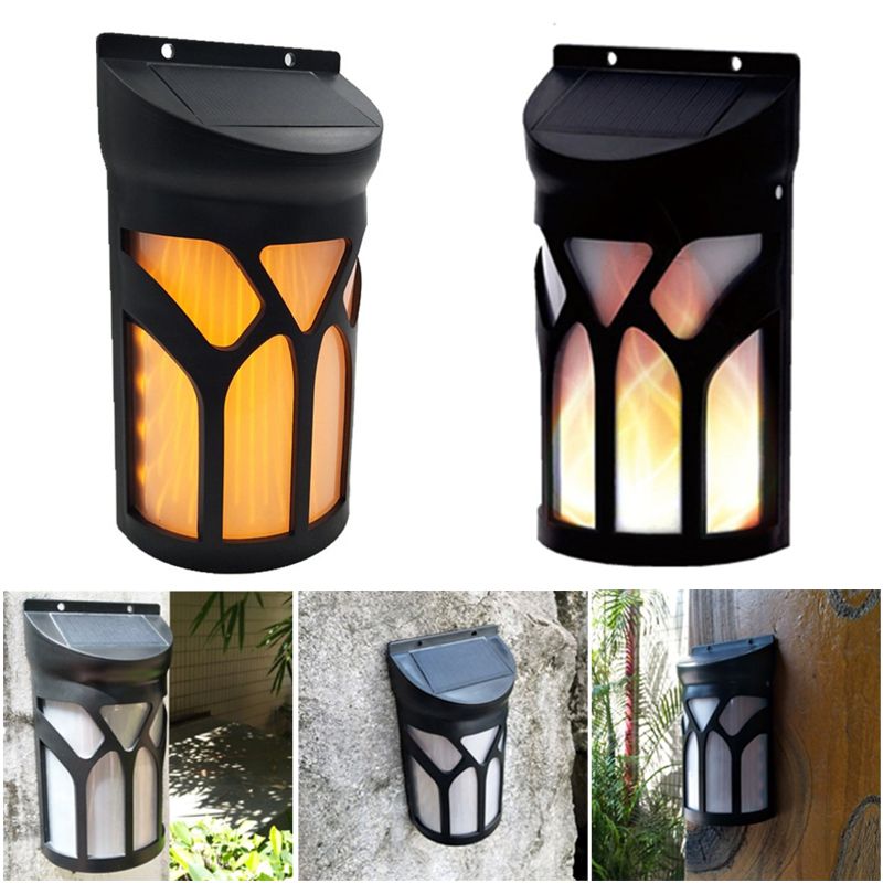 2019 66 Led Solar Light 3 Mode Flickering Flame Wall Lamp Waterproof