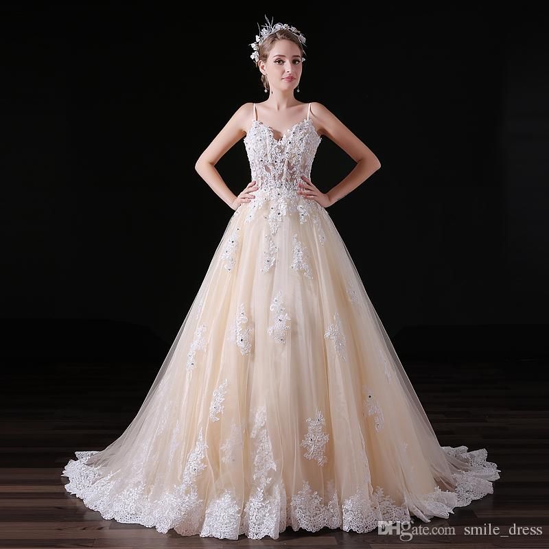 compre fotos reales de champagne vestidos de novia correas de