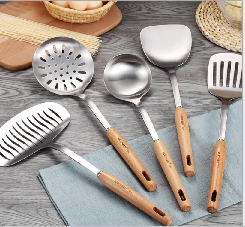 High Quality 304 Stainless Steel Kitchen Cooking Tools Set Non Slip