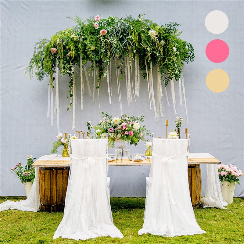 Wedding Chair Covers 3 Colors Chiffon Chiavari Chair Sashes Soft Satin Fabric Sashes For Wedding Banquet Party Chairs Decoration Wcs01
