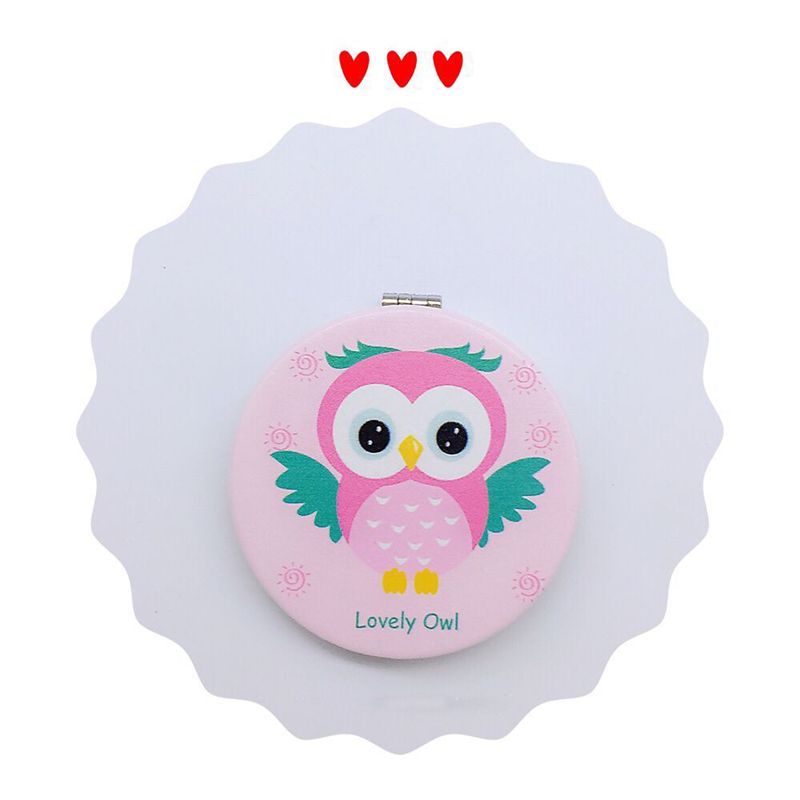 Women Mirrors Pocket Mirror Girl Mini Compact New Cute Owl Double Side Folded Out Girls Makeup Cosmetics For Gift