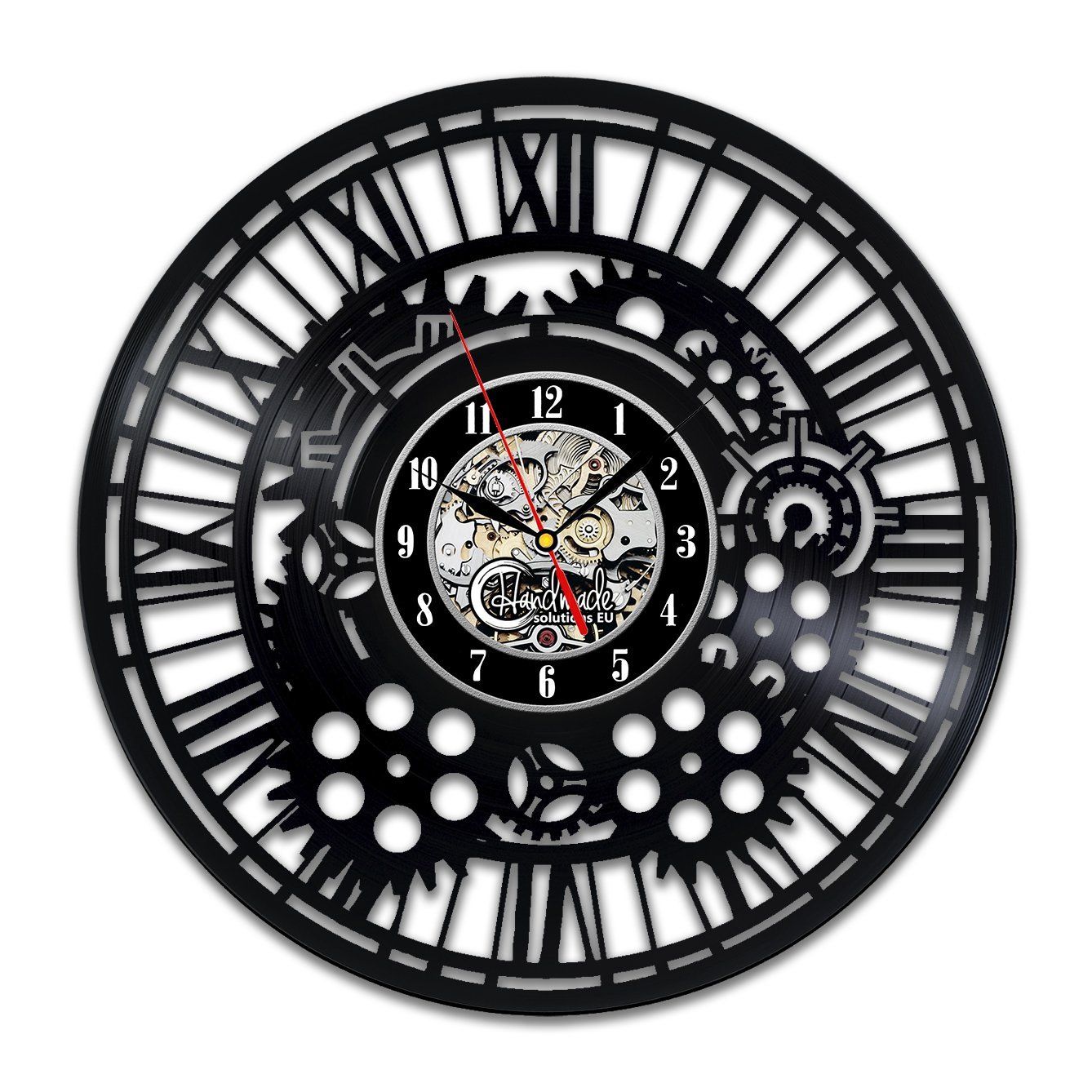Diy Gift For Steampunk Vinyl Wall Clock Heart Mechanical Art Modern Ornaments Mechanism Cogs And Wheels Gear Engineer