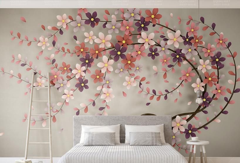 The New 2018 Customize 3D Mural Wallpaper Tree Flowers ...