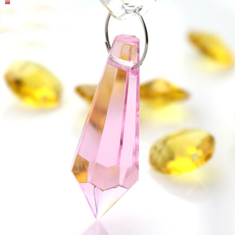 2018 Pink Glass Crystal Icicles Drops Prisms Chandelier 120pcs Pink Glass Crystal Icicles Drops Prisms Chandelier Parts Lighting Hanging Pendants Send Metal