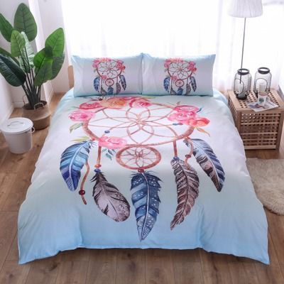 2018 New Fashion Bohemian Feather Duvet Cover Set Single Double