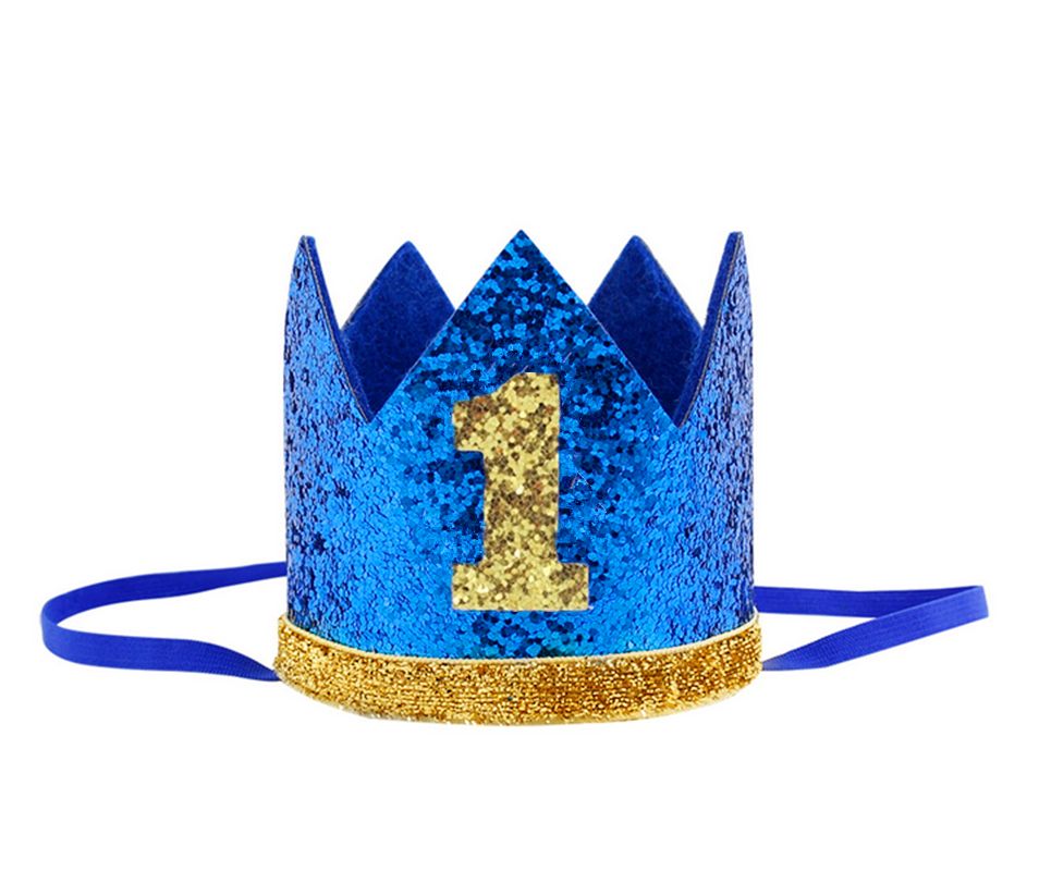 Boy Blue Silver First Birthday Hat Girl Gold Pink Priness Crown