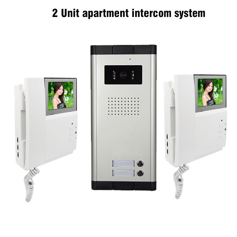 2 Unit Apartment Intercom System 4 3 Door For Apartments Doorbell