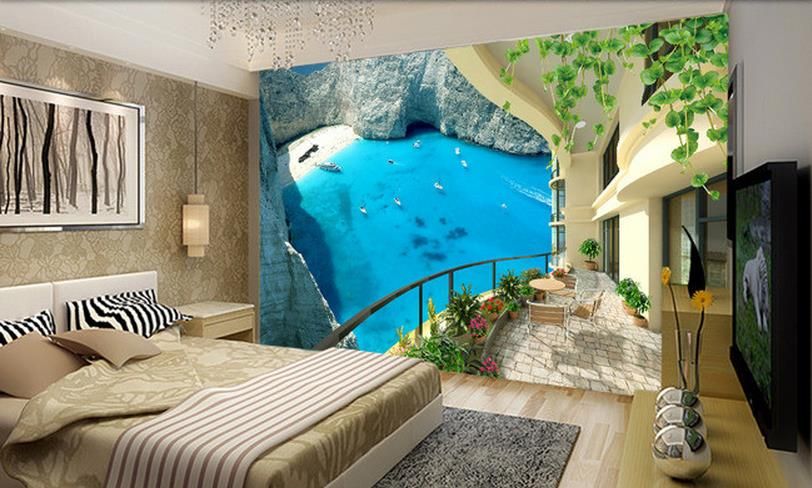 Wallpaper 3d Mural For Living Room Dream Island Blue Sea Water 3d