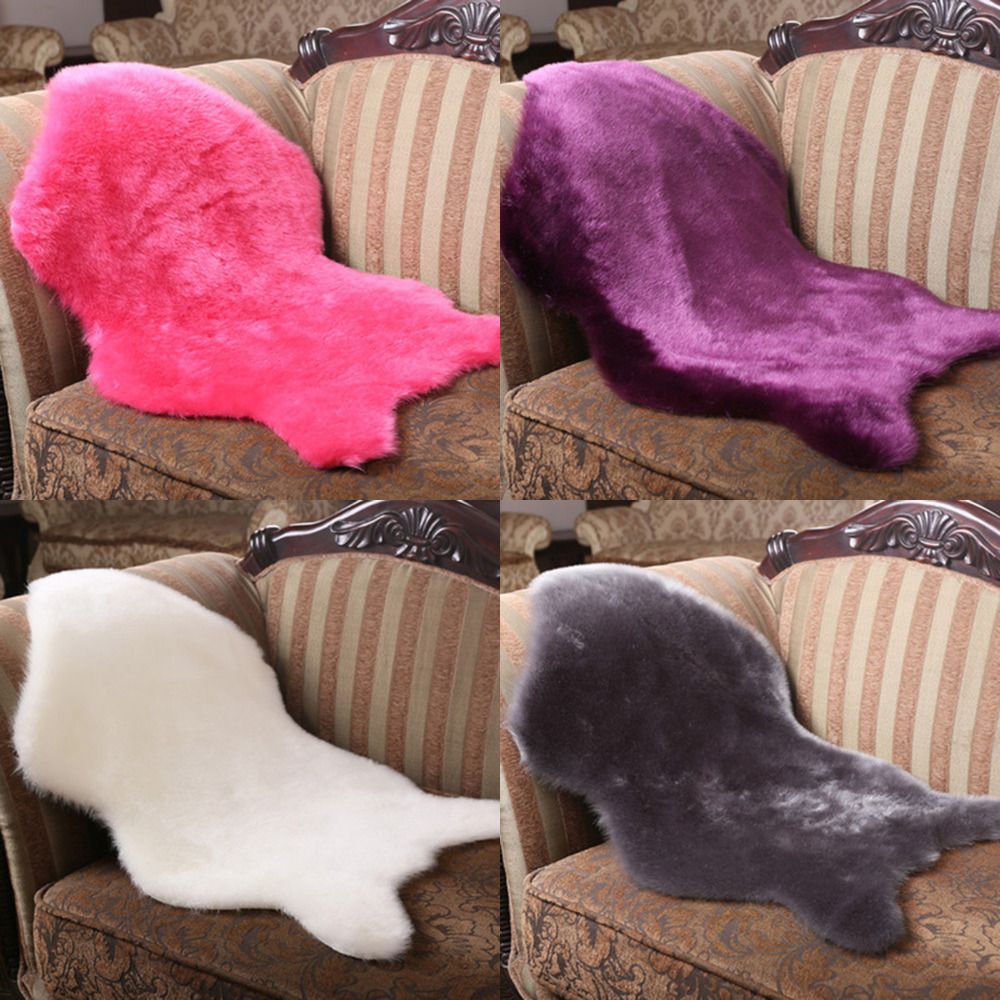 60x90cm Artificial Sheepskin Hairy Carpet For Living Room Bedroom Rugs Skin Fur Plain Fluffy