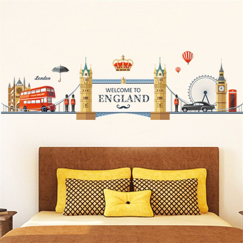european england style city building big ben wall sticker i love
