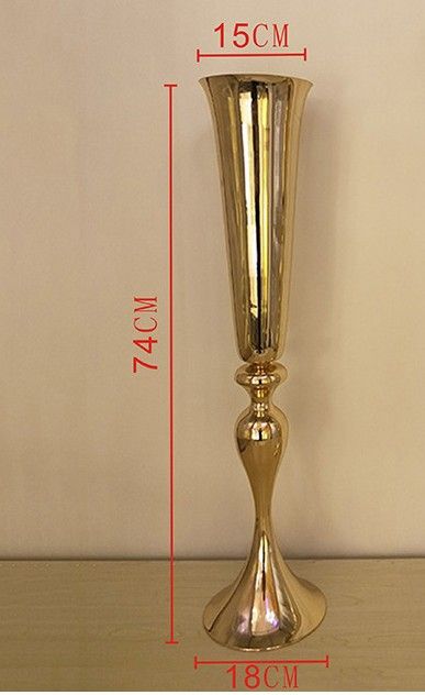 2019 Royal Gold Silver Tall Big Flower Vase Wedding Table Centerpieces Decor Party Road Lead Flower Holder Metal Flower Rack för DIY Event