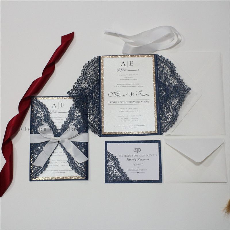 Wedding Invitations With Lace Wrap 10