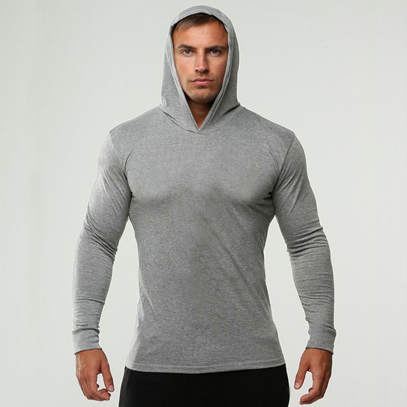2021 Mens GYM Fitness Hoodies Solid Color Hooded Athletic Casual Sports