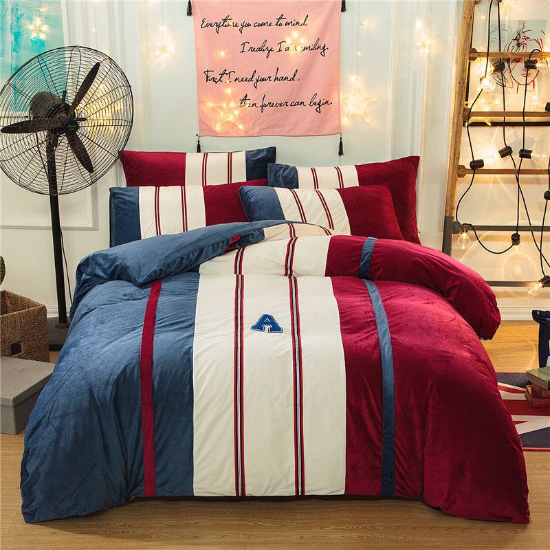 Sports Style Bedding Sets Sham Thick Flannel Duvet Cover Set Winter Sports Style Bedding Sets Sham Thick Flannel Duvet Cover Set Winter Warm Bedsheet Queen King Size Bed Covers For From