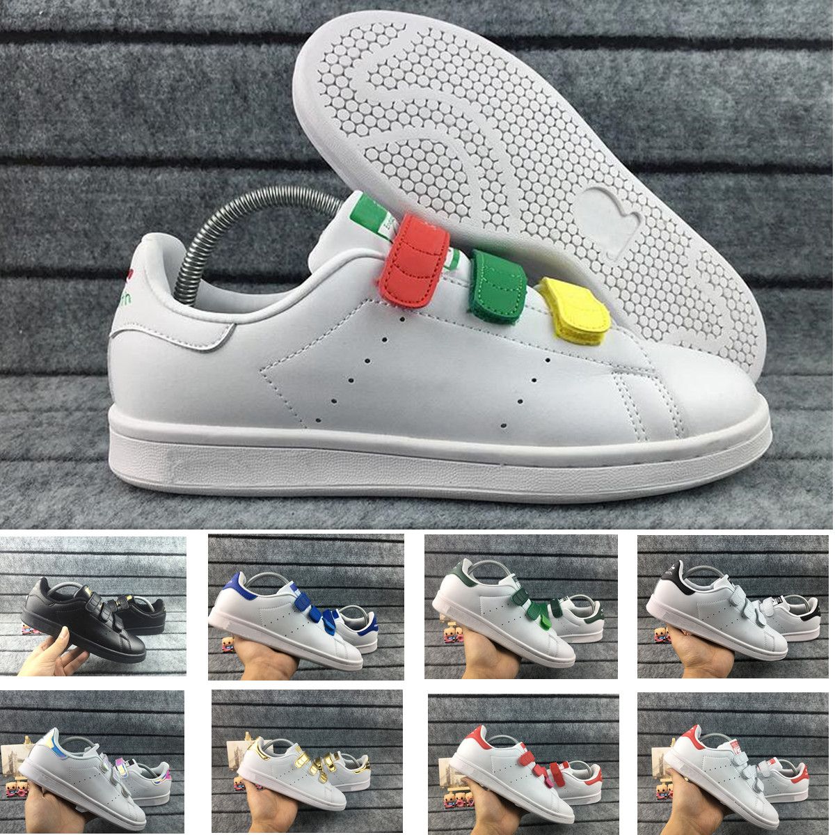 2018 Lovers Stan Smith Men Women Shoes Classic Shoes High Quality HOOk LOOP Buckle Scarpe 