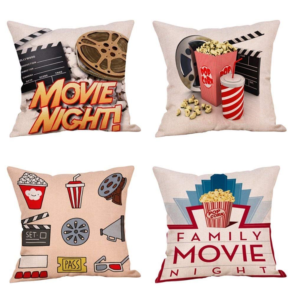 Movie Theater Cinema Personalized Cotton Linen Square Burlap Decorative
