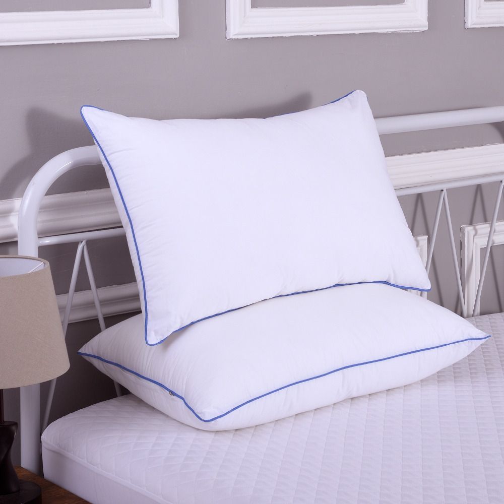 Down alternative soft bed pillows for sleeping 2 packstandard size 100 cotton shell dust mite resistant retain in shape neck pillows cheap pillows