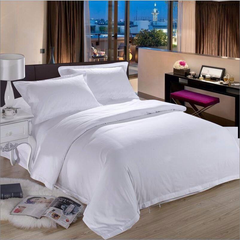 100 Cotton Hotel Pure White Bedding Set Luxury Tribute Silk Duvet