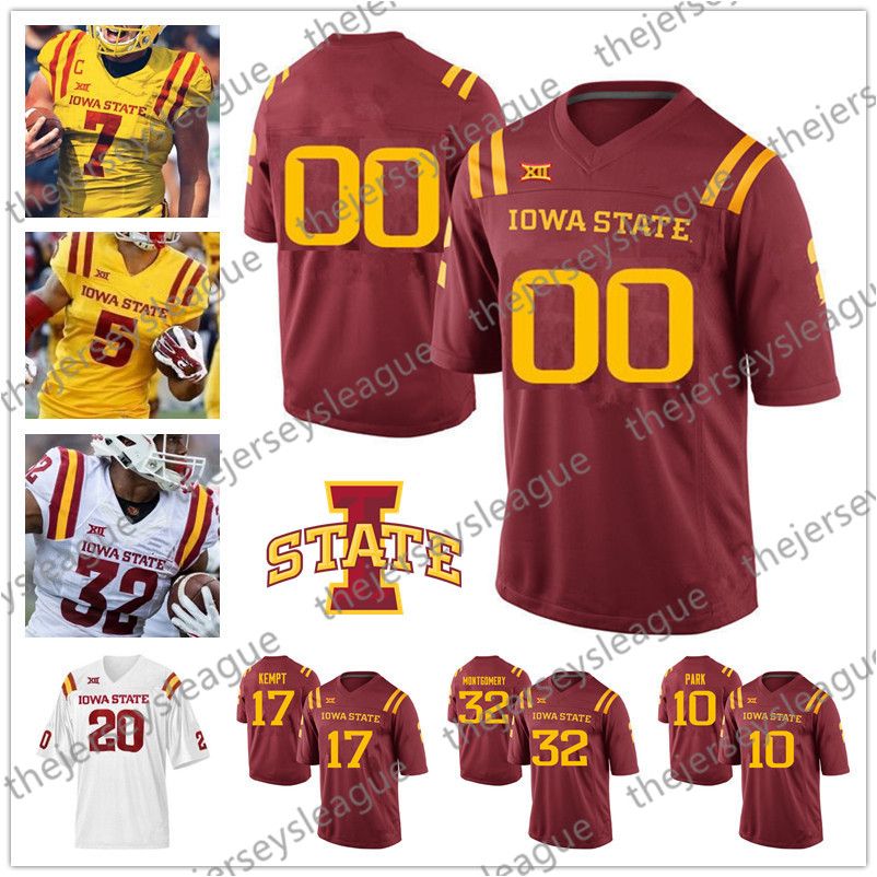 2020 Iowa State Cyclones Custom Any Name Any Number Stitched Red Yellow