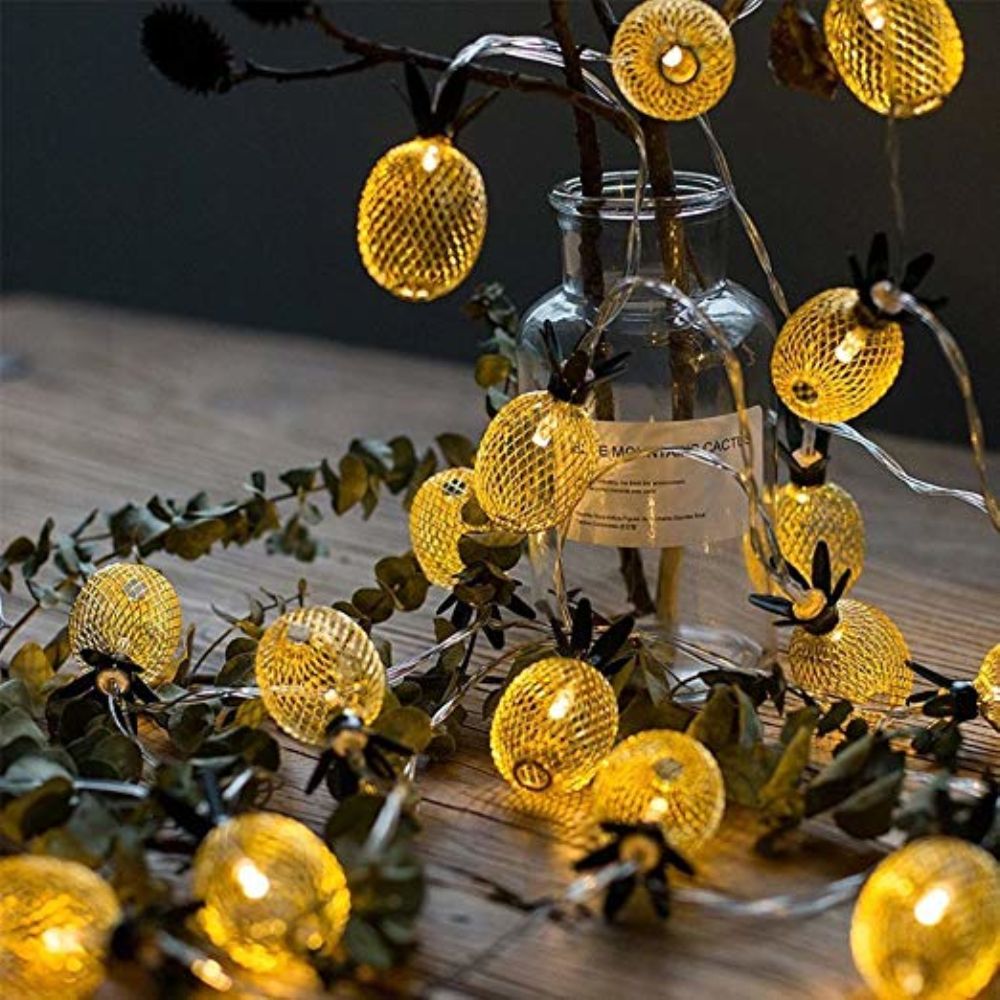 fruit pineapple shape indoor fairy star string lighting wireless musical christmas tree lights