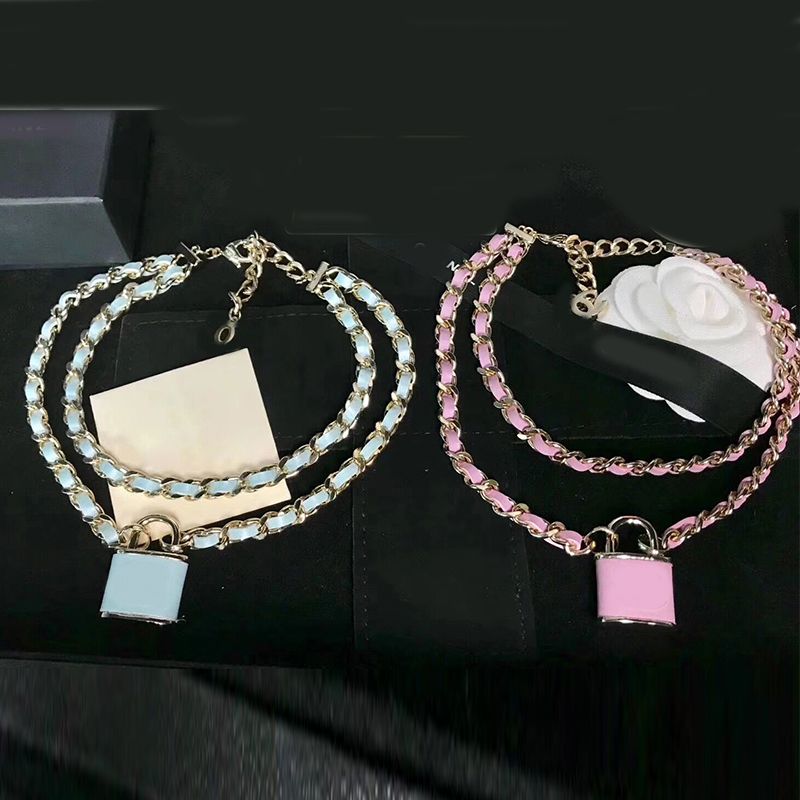 Wholesale Women Luxury Designer Lock Pendant Necklace With Stamps