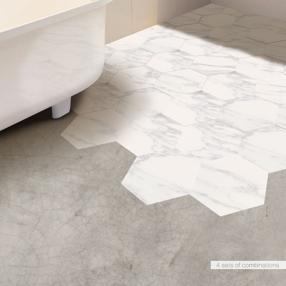 Marble Tile Decorative White Floor Stickers Diy Hexagon Self Marble Tile Decorative White Floor Stickers Diy Hexagon Self Adhesive Art Wall Decal Sticker Bathroom Decor All Alphabet From