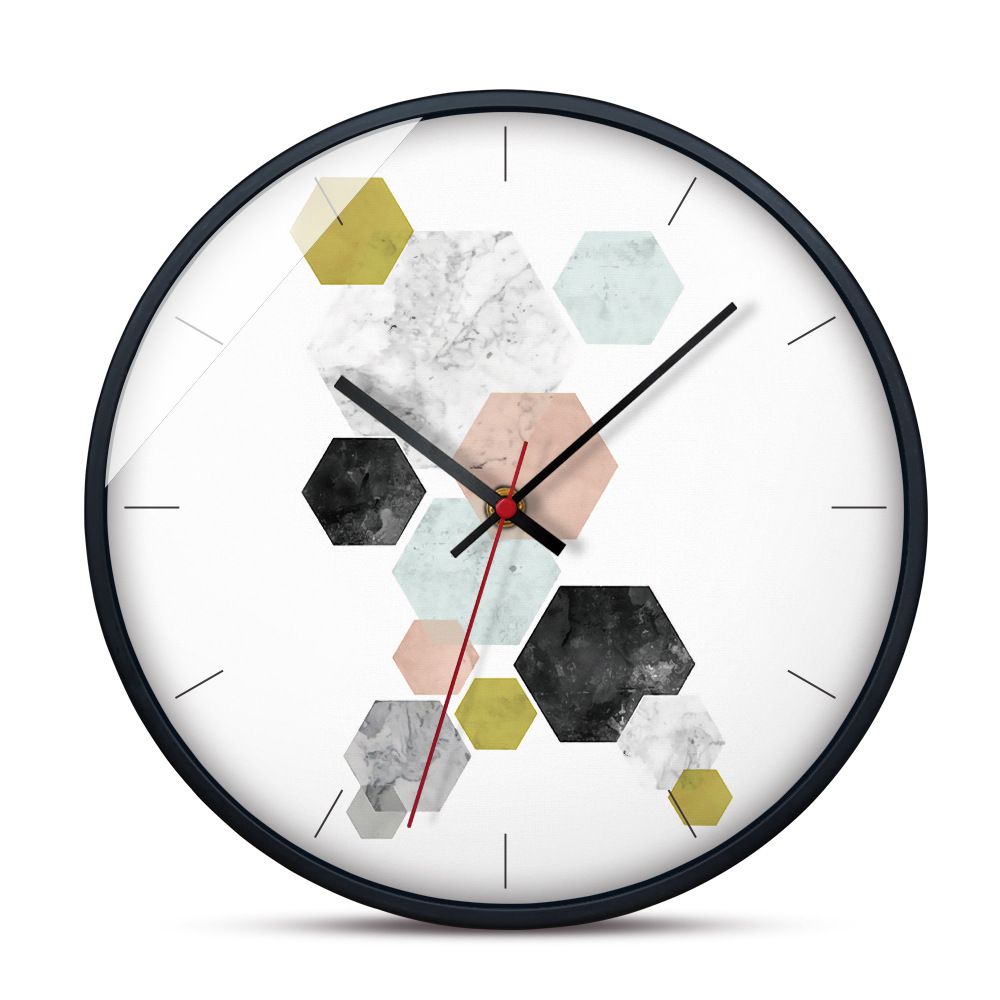 Pared Estilo En Casa Especial Elegante De Diseño Geométrico Decoración Regalo Estar La Grande Tranquila Metal Reloj Sala jq3AL5R4