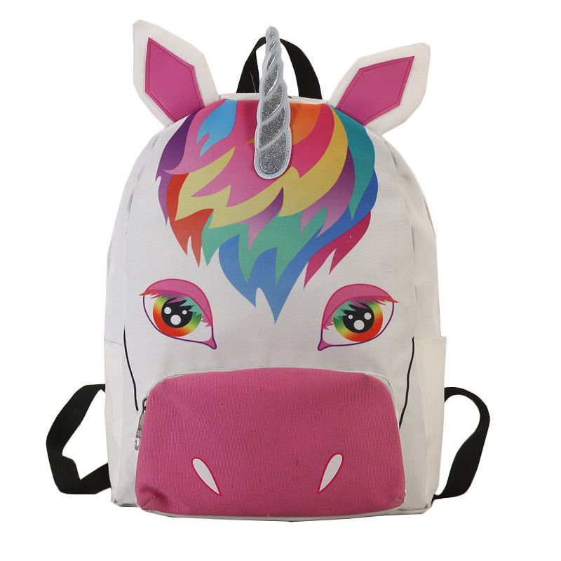 Unicorn Zipper Women Canvas Backpack Girls Rucksack Travel ...