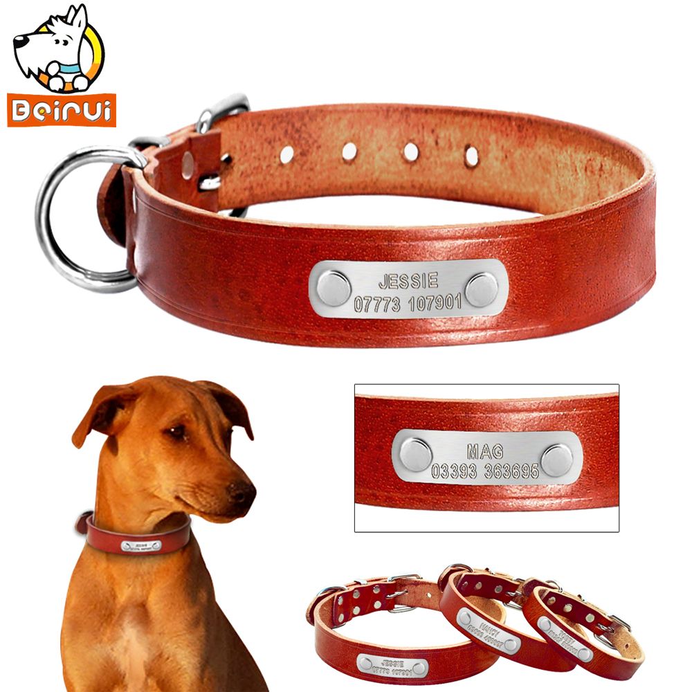 2018 customized personalized dog collar plain genuine leather