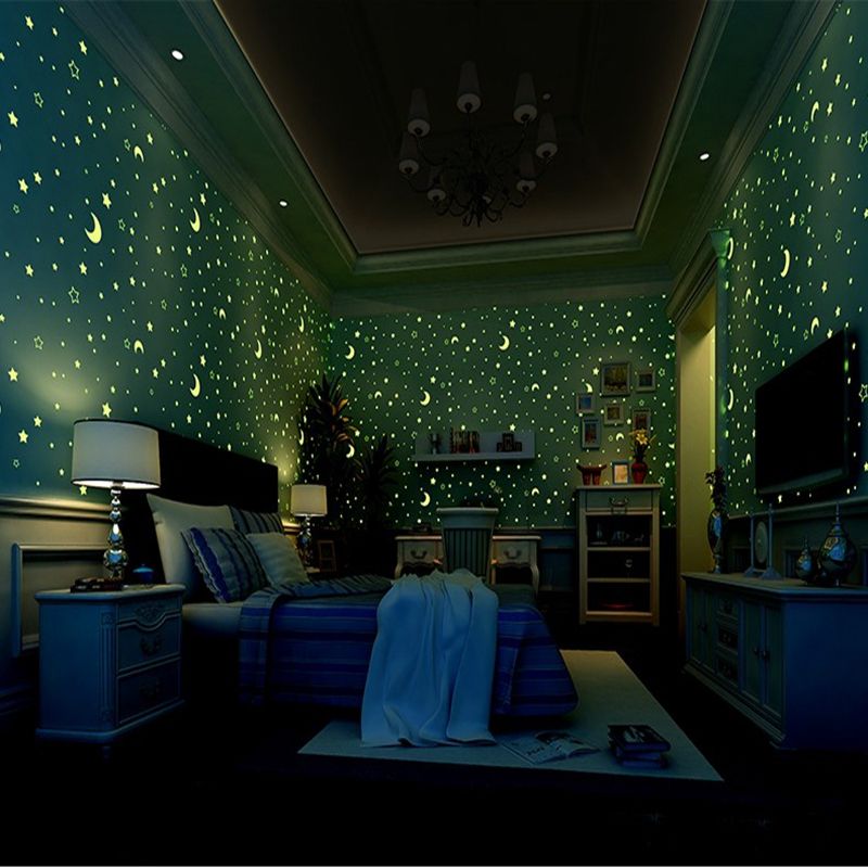 Luminous Wallpapers Roll Stars And The Moon Boys Girls Luminous Wallpapers Roll Stars And The Moon Boys Girls Children S Room Bedroom Ceiling Fluorescent Wallpaper Home Decor Canada 2018 From Flaminglily