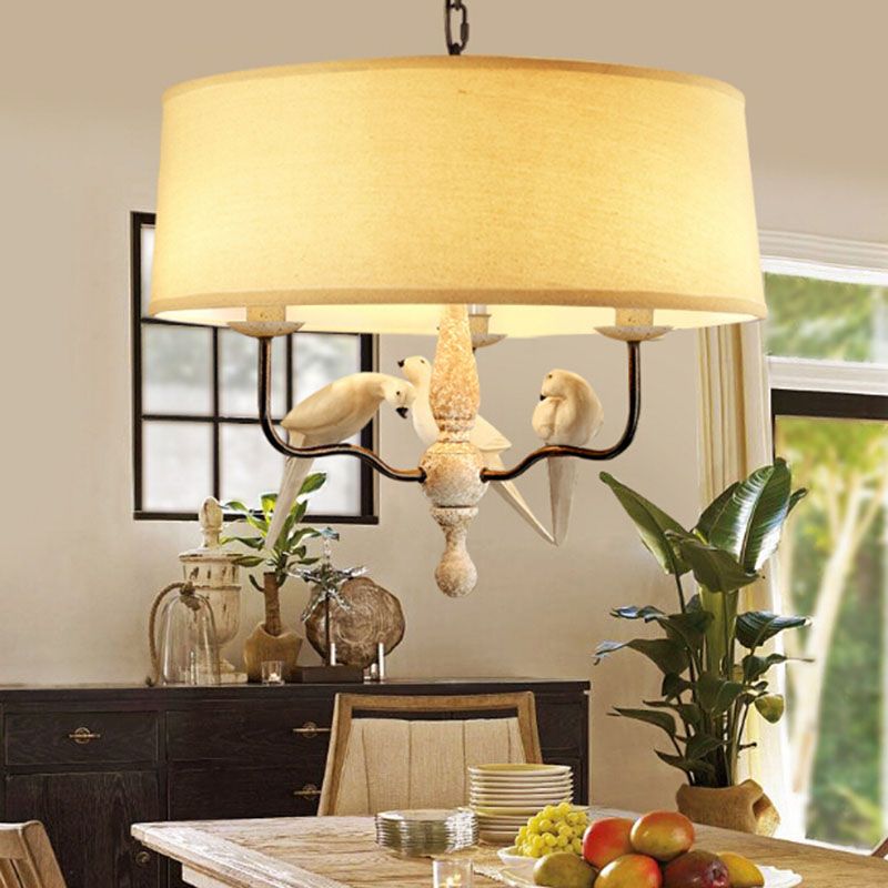 American Country Style Bird Droplight Flax Fabric Lampshade For American Country Style Bird Droplight Flax Fabric Lampshade For Kitchen Lighting Dining Room E14 Pendant Lamp Clear Glass
